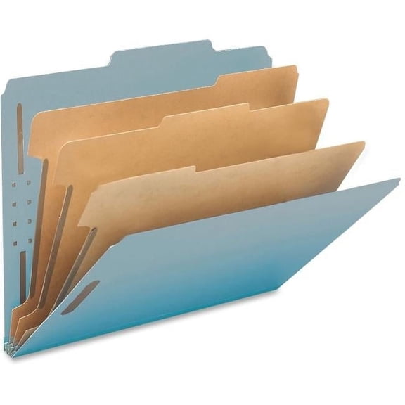 Smead 3-Divider Pressbrd Ltr Classificatn Folders - Blue
