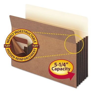Smead 5 1/4" Exp Pocket w/Tyvek, Straight, Letter, Manila/Redrope, 10/Box