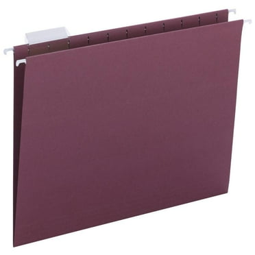 Smead 64073 Hanging File Folders, 1/5 Tab, 11 Point Stock, Letter, Maroon, 25/Box