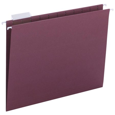 Smead Colored Hanging File Folders 1/5 Cut Tabs Letter Maroon 25/Box 64073