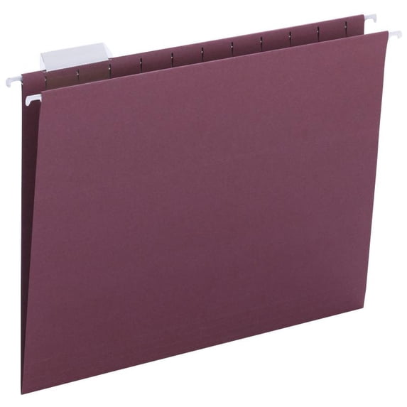 Smead Colored Hanging File Folders 1/5 Cut Tabs Letter Maroon 25/Box 64073