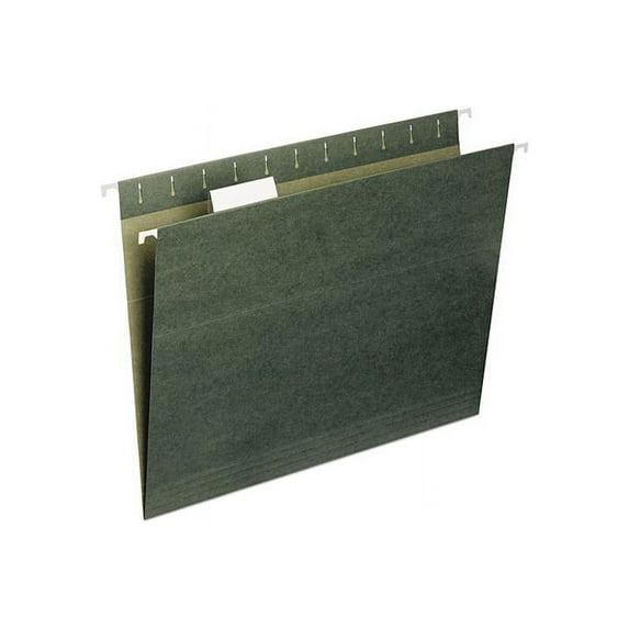 Smead 65001 Recycled Hanging File Folders, 1/5 Tab, 11 Point Stock, Letter, Green, 25/Box