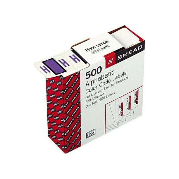 A-Z Color-Coded End Tab Filing Labels, R, 1 x 1.25, White, 500/Roll