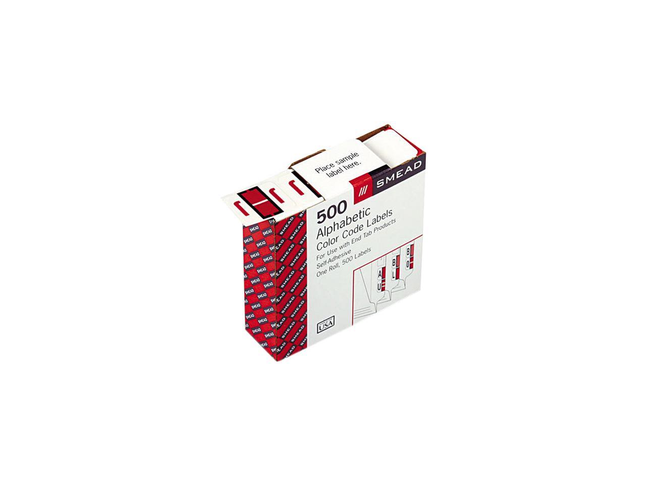 Smead 67080 A-Z Color-Coded Bar-Style End Tab Labels, Letter J, Red, 500/Roll - image 1 of 3