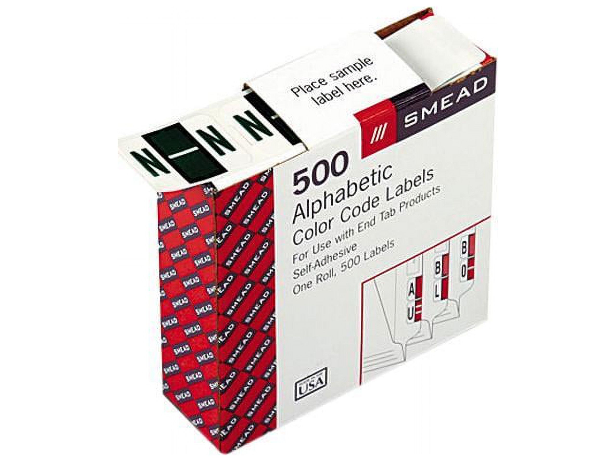 Smead 67084 A-Z Color-Coded Bar-Style End Tab Labels, Letter N, Dark Green, 500/Roll - image 1 of 3