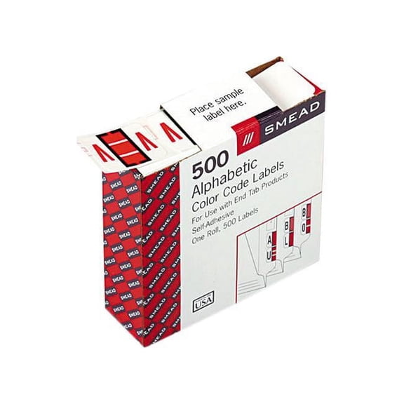Smead 67092 A-Z Color-Coded Bar-Style End Tab Labels, Letter V, Dark Orange, 500/Roll