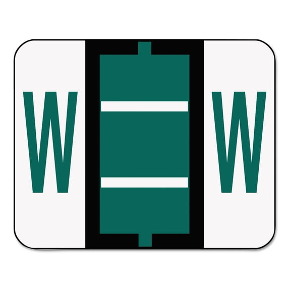 Smead A-Z Color-Coded Bar-Style End Tab Labels, Letter W, Dark Green, 500/Roll -SMD67093