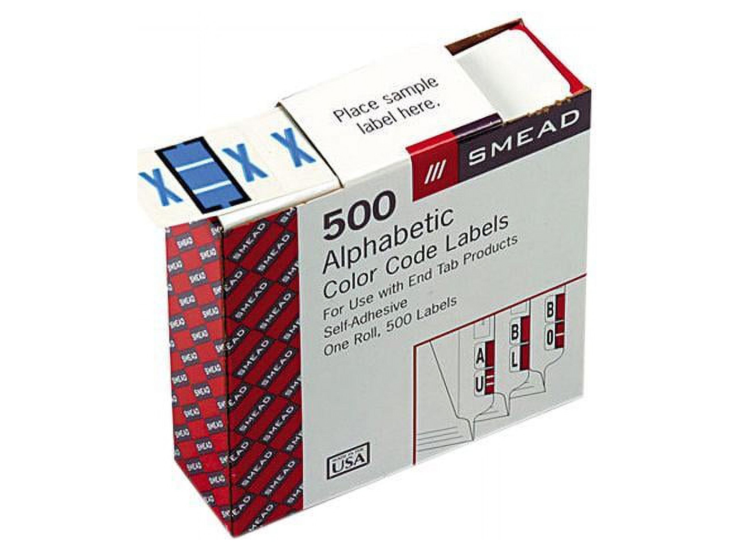Smead 67094 A-Z Color-Coded Bar-Style End Tab Labels, Letter X, Blue, 500/Roll - image 1 of 3