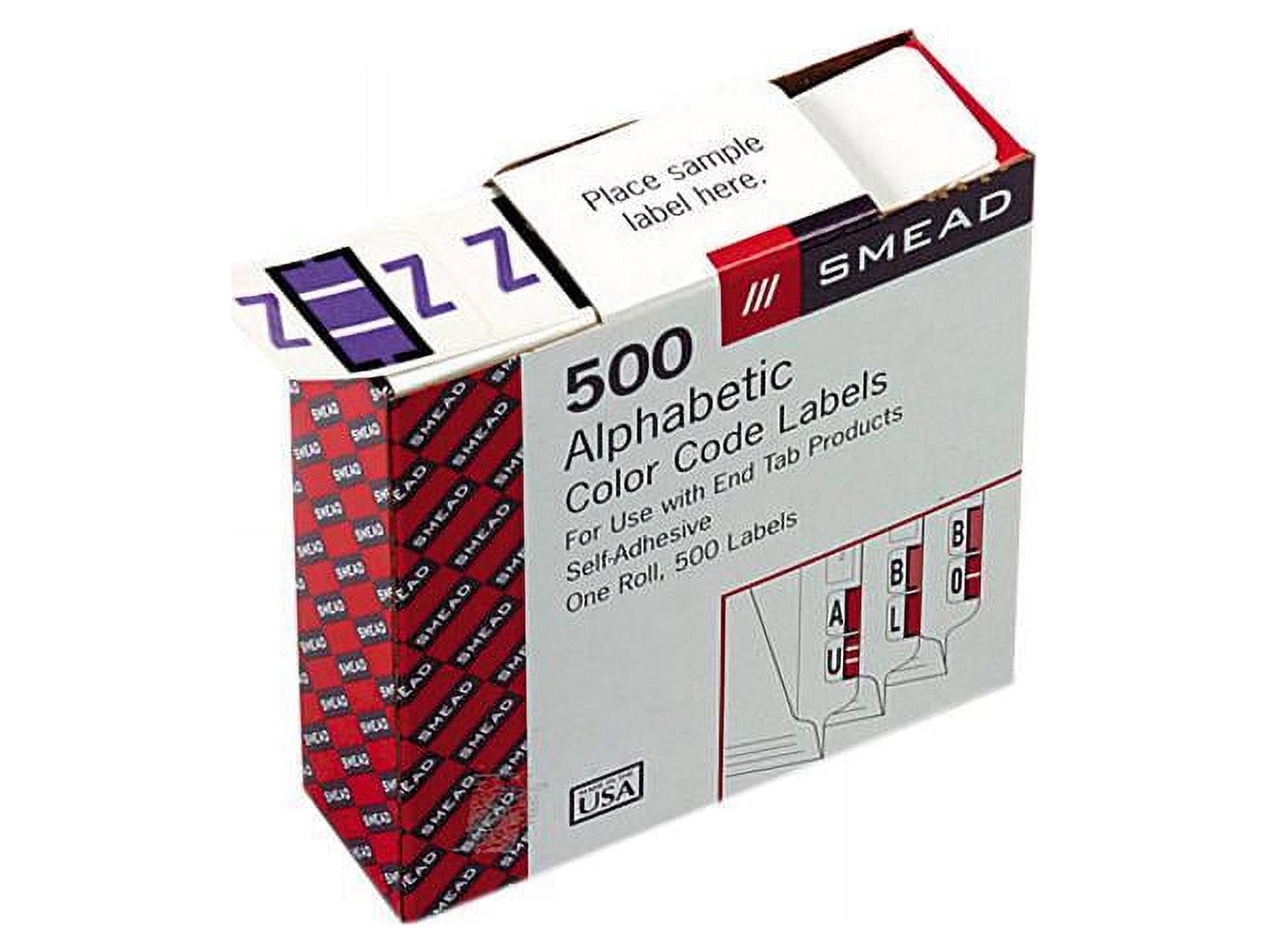 Smead 67096 A-Z Color-Coded Bar-Style End Tab Labels, Letter Z, Lavender, 500/Roll - image 1 of 3
