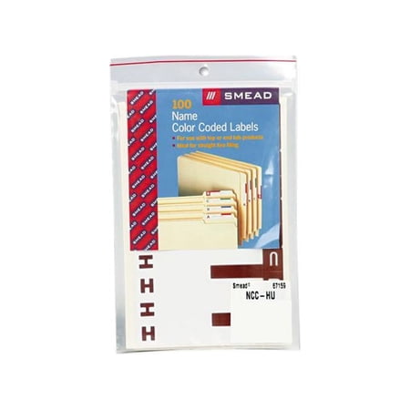 Smead 67159 Alpha-Z Color-Coded First Letter Name Labels, H & U, Dark Brown, 100/Pack
