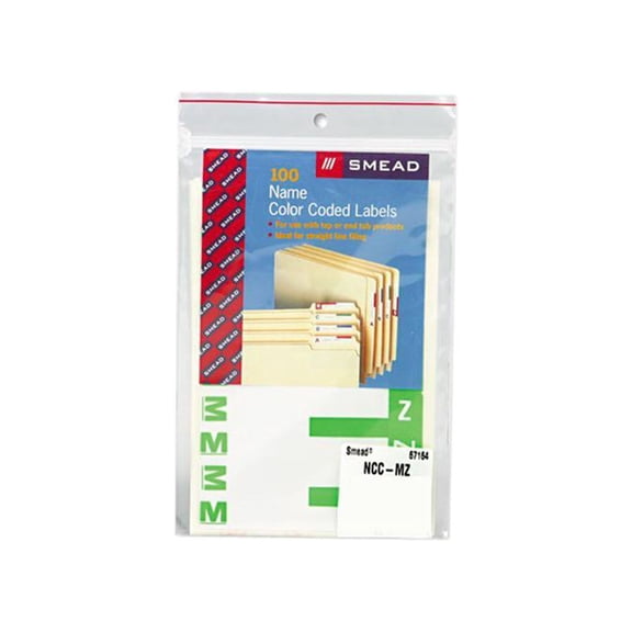 Smead 67164 Alpha-Z Color-Coded First Letter Name Labels, M & Z, Light Green, 100/Pack