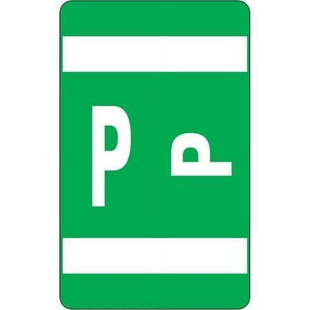 Smead 67186 Alpha-Z Color-Coded Second Letter Labels, Letter P, Dark Green, 100/Pack