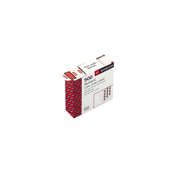 Smead 67370 Single Digit End Tab Labels, Number 0, Pink-on-White, 500/Roll