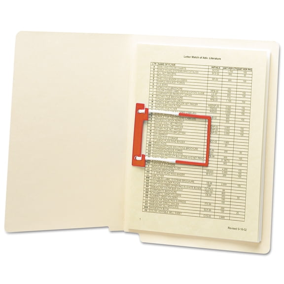 Smead 68260 U-Clip Bonded File Fasteners, Two Inch Capacity, Orange and White, 100/Box