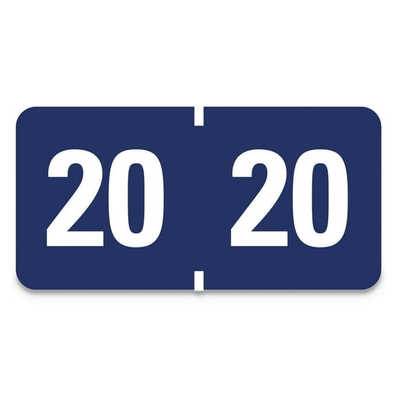 Smead 68320 0.75 in. x 1.5 in. "20" Yearly End Tab File Folder Labels - Dark Blue (500/Roll)