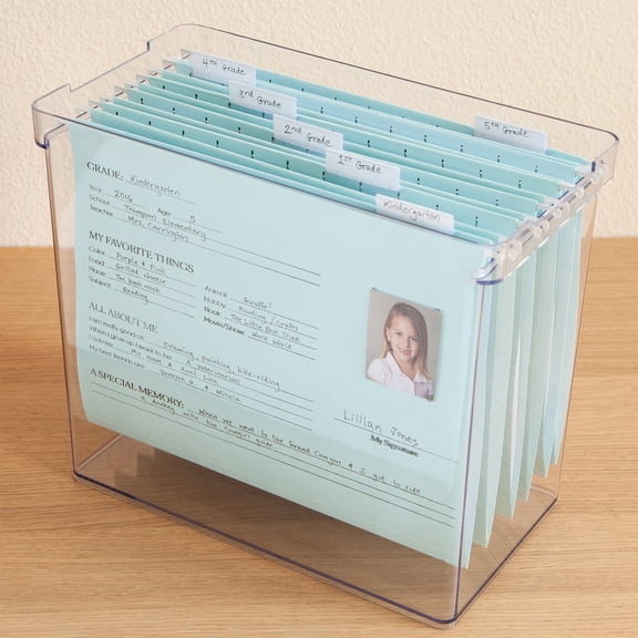 Smead School Memory Hanging File Folders, 6 Count, Letter Size, 1/5-Cut Tabs, Blue