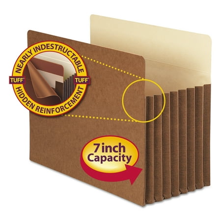 Smead 7" Exp Pocket with Tyvek, Straight, Letter, Manila/Redrope, 5/Box