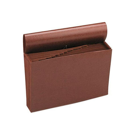 Smead 70390 Jan-Dec Expanding File, 12 Pocket, Legal, Leather-Like Redrope