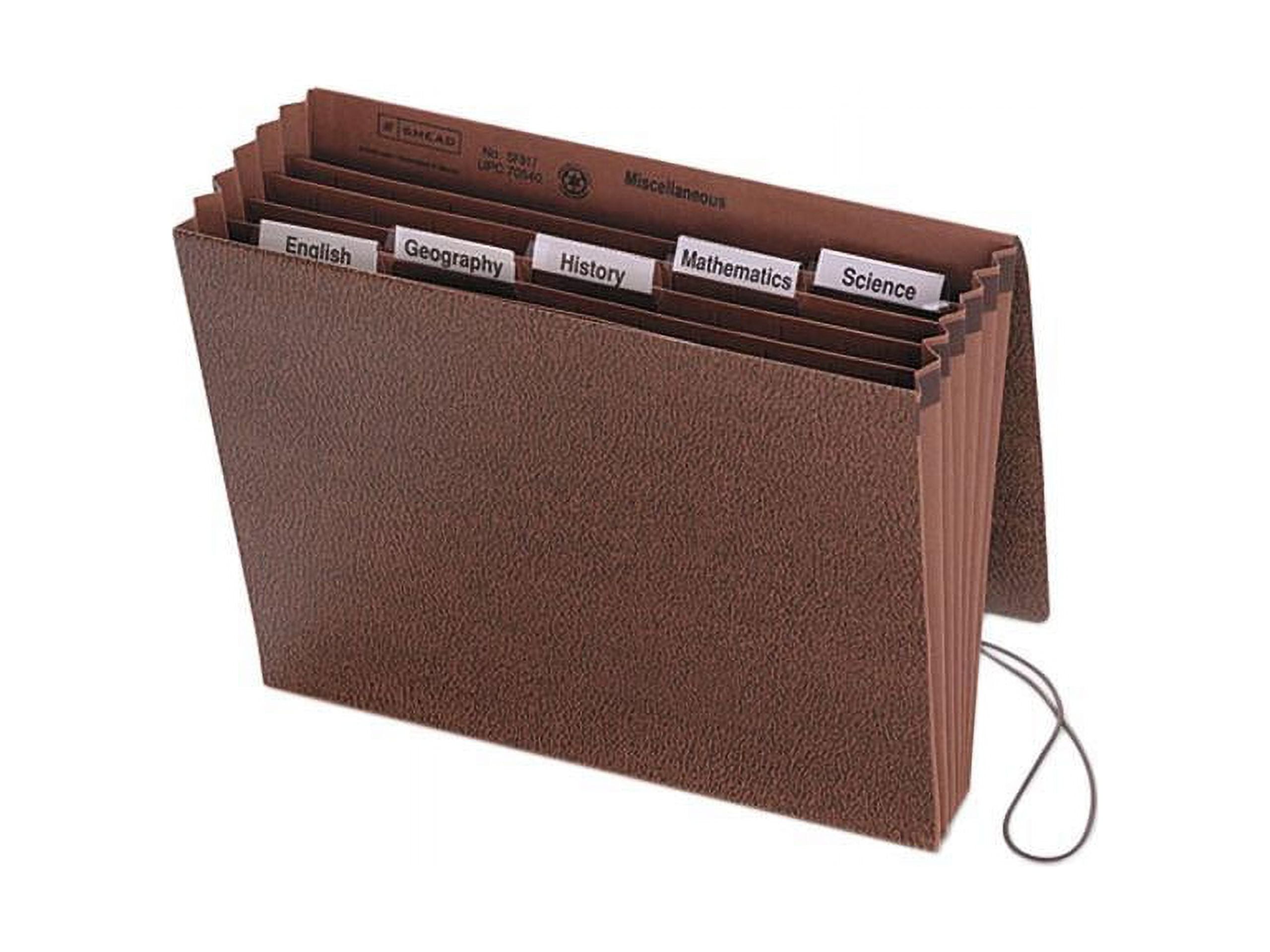 Smead 70540 Expanding File, 6 Pockets, 1/5 Tab, LeatherLike Redrope, Letter, Red