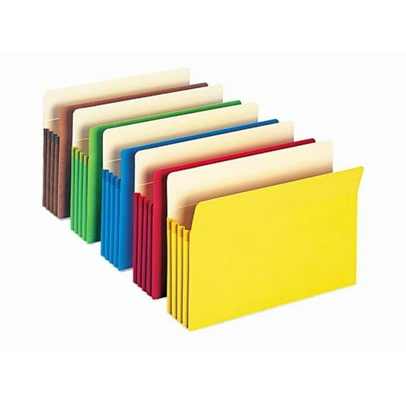 Smead 74892 3 1/2 Inch Expansion Colored File Pocket, Straight Tab, Legal, Assorted, 5/Pack