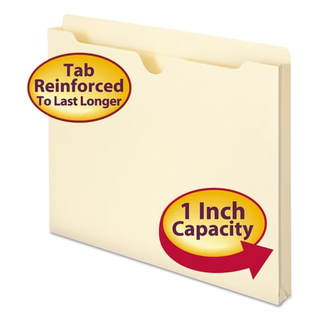 Smead File Jacket, Reinforced Straight-Cut Tab, 1"
