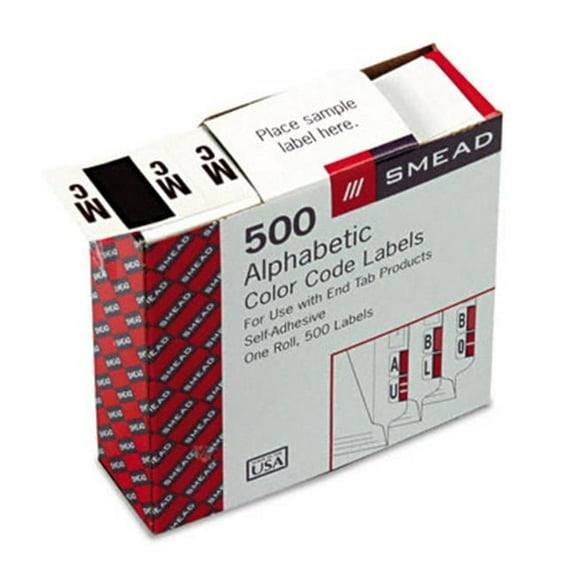 Smead A-Z Color-Coded Bar-Style End Tab Labels Letters Mc Brown 500/Roll