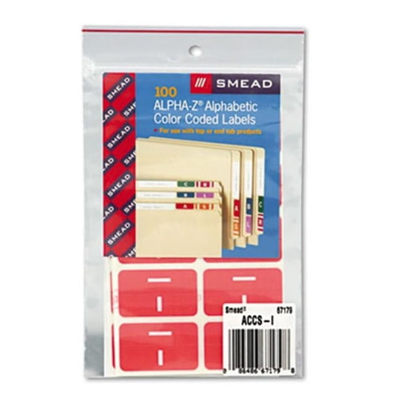 Smead Alpha-Z Color-Coded Second Letter Labels - Letter I - Pink - 100/Pack