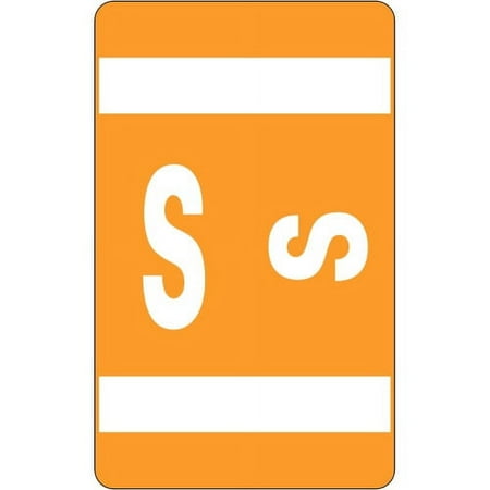 Smead AlphaZ ACCS Color-Coded Labels "S" - 1" x 1.63" Length - Orange - 10 / Sheet - 100 / Pack