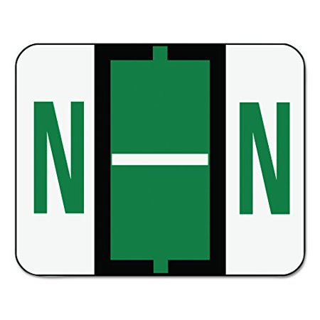 Smead BCCR Bar-Style Color-Coded Alphabetic Label, N, Label Roll, Dark Green, 500 labels per Roll, (67084)