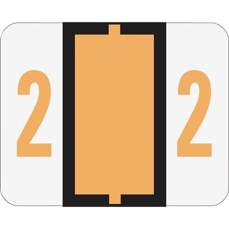 Smead BCCRN Bar-Style Color-Coded Numeric Label, 2, Label Roll, Light Orange, 500 labels per Roll (67372)