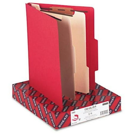 Smead Classification File Folder, 2 Divider, 2" Expansion, Letter Size, Red, 10 per Box (14003)