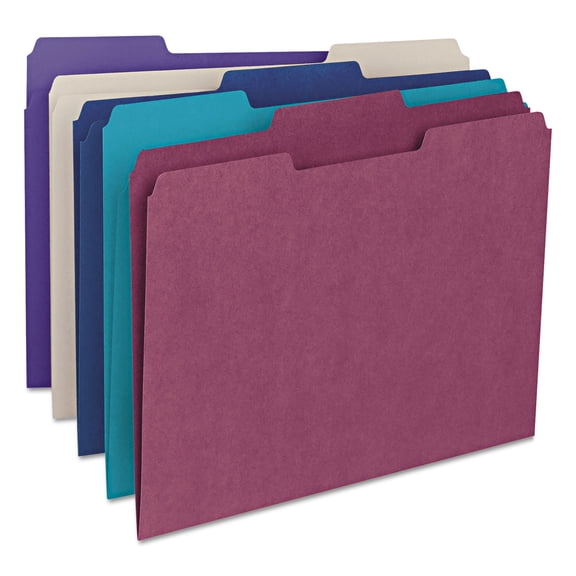 Smead Color File Folders, Letter Size, 1/3 Cut, Jewel Tones, Box Of 100