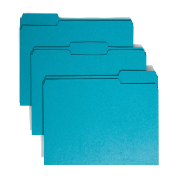 Smead® Color File Folders, Letter Size, 1/3 Cut, Teal, Box Of 100