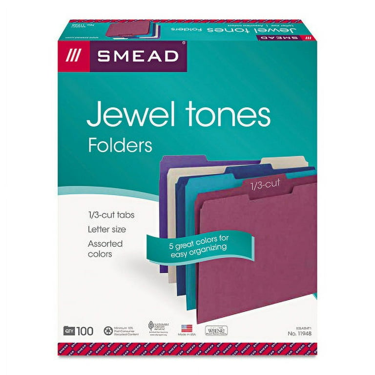 Colored File Folders, 1/3-Cut Tabs: Assorted, Letter Size, 0.75 Colored File Folders, 1/3-Cut Tabs: Assorted, Letter Size, 0.75