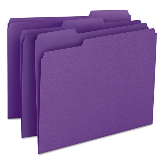 Smead Colored File Folders, 1/3-Cut Tabs, Letter Size, Purple, 100/Box (13043)