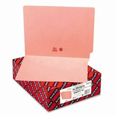 Smead  Colored File Folders- Straight Cut- Reinforced End Tab- Letter- Pink- 100/Box