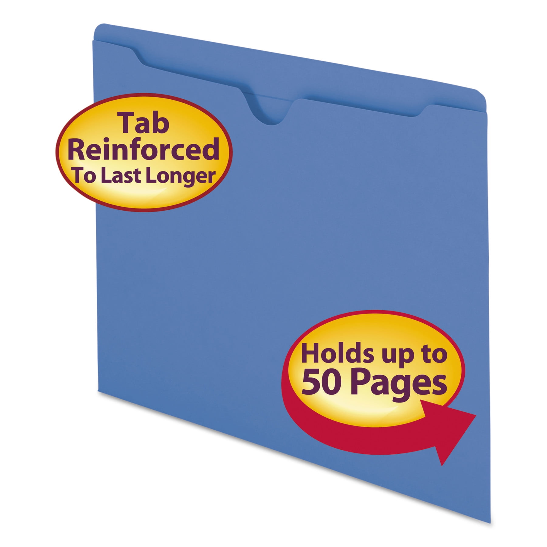 Smead Colored File Jackets w/Reinforced 2Ply Tab, Letter, 11pt, Blue