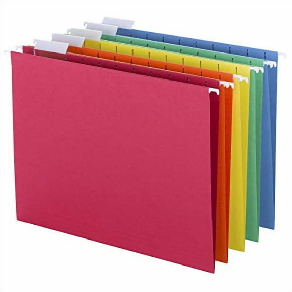 Smead Colored Hanging File Folders, Letter Size, 1/5-Cut Tab, Assorted, 25/Box (64059)