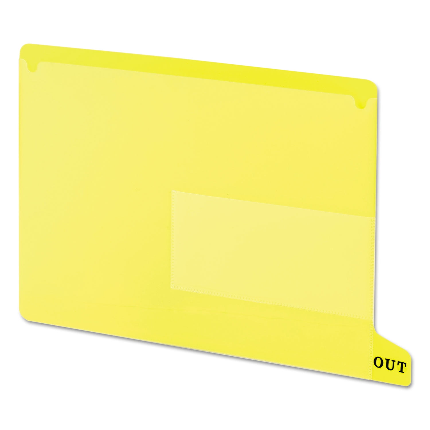 Colored Poly Out Guides with Pockets, 1/3-Cut End Tab, Out, 8.5 x 11, Yellow, 25/Box Colored Poly Out Guides with Pockets, 1/3-Cut End Tab, Out, 8.5 x 11, Yellow, 25/Box