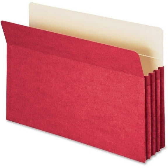 Smead Drop Front Panel Colored File Pockets Legal - 8 1/2" x 14" Sheet Size - 3 1/2" Expansion - Straight Tab Cut - Top Tab Location - Red - 4.08 oz - Recycled - 1 Each