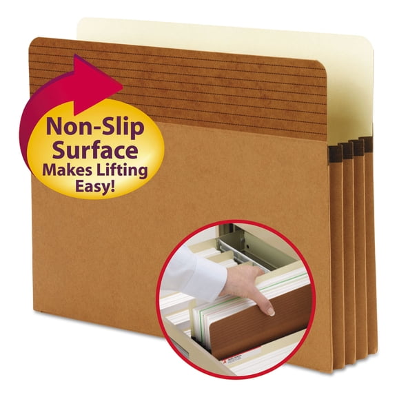 Smead Easy Grip Expanding Pockets, Letter Size, 3 1/2" Expansion, 30% Recycled, Redrope, Pack Of 25