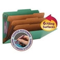 thumbnail image 1 of Smead Eight-Section Pressboard Top Tab Classification Folders With Safeshield Fasteners, 3 Dividers, Legal Size, Green, 10-Box, 1 of 6