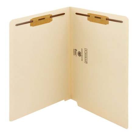 Smead® End-Tab File Folders With Product Protection, Reinforced Tab, 2 Fasteners, Straight Cut, 9 1/2" x 12 1/4", Pack Of 50