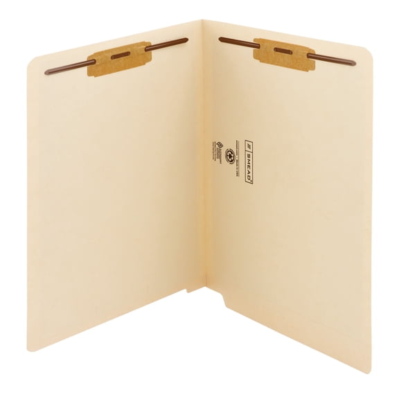 Smead® End-Tab File Folders With Product Protection, Reinforced Tab, 2 Fasteners, Straight Cut, 9 1/2" x 12 1/4", Pack Of 50