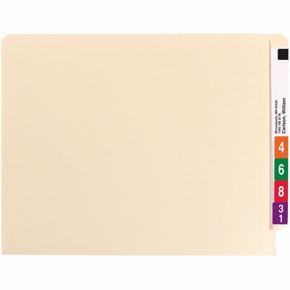Smead End-Tab File Folders With Product Protection, Reinforced Tab, 2 Fasteners, Straight Cut, 9 1/2" x 12 1/4", Pack Of 50