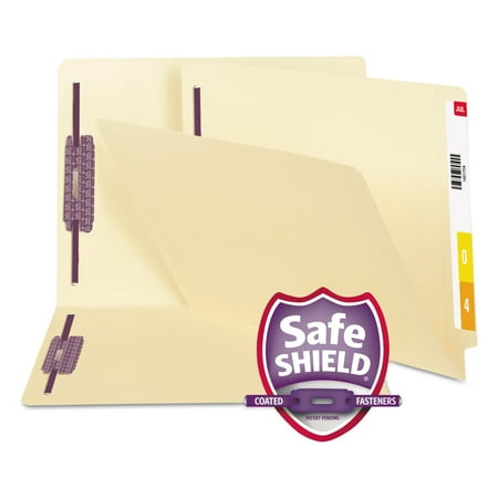 Smead End Tab Folder with SafeSHIELD Fastener, Manila, Letter, Straight Cut, 50/Box