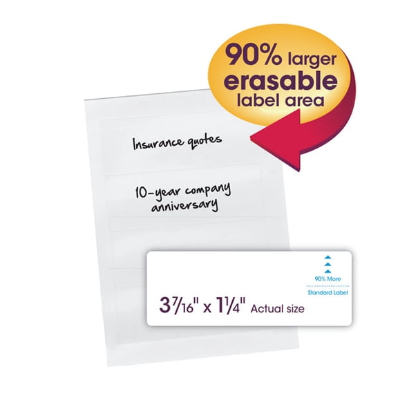 Smead Erasable SuperTab File Folder Labels, White, 160 labels per Pack (64917)