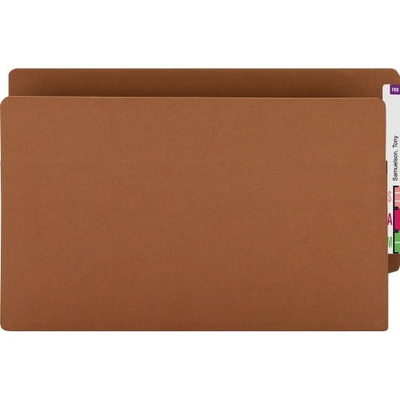 Smead Extra-Wide 100% Recycled End Tab File Pockets Legal - 8 1/2" x 14" Sheet Size - 3 1/2" Expansion - Straight Tab Cut - Redrope - Redrope - 4.85 oz - Recycled - 25 / Box