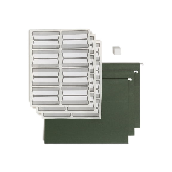 Smead Protab 100% Recycled Hanging File Folder 3-Tab Letter Standard Green 20/Box (64195)