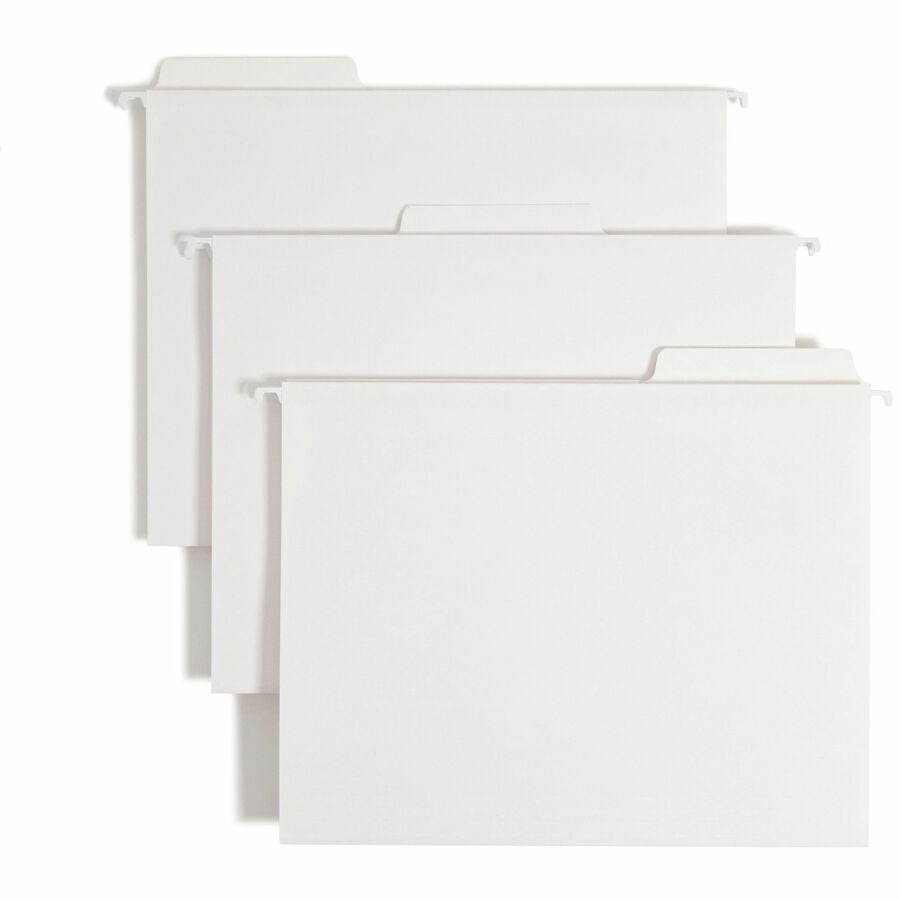 Smead FasTab® Hanging File Folder, 1/3-Cut Built-In Tab, Letter Size, White, 20 per Box (64002)